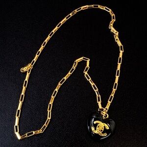 Black heart upcycled necklace